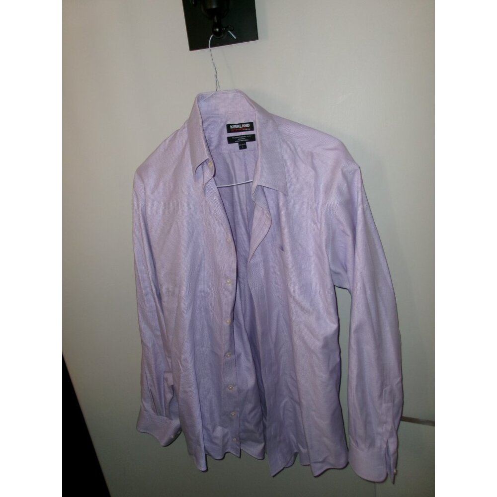 Kirkland Signature Non-Iron Dress Shirt Purple Size L (16 1/2 - 34/35)